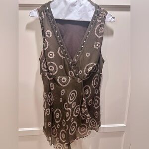 Alfani Brown/Tan Beaded Blouse, size 12